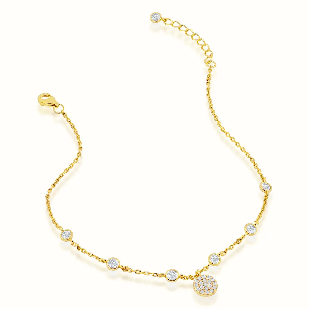 Women's Vermeil Bezel Diamond Coin Anklet