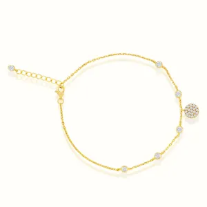 Women's Vermeil Bezel Diamond Coin Anklet