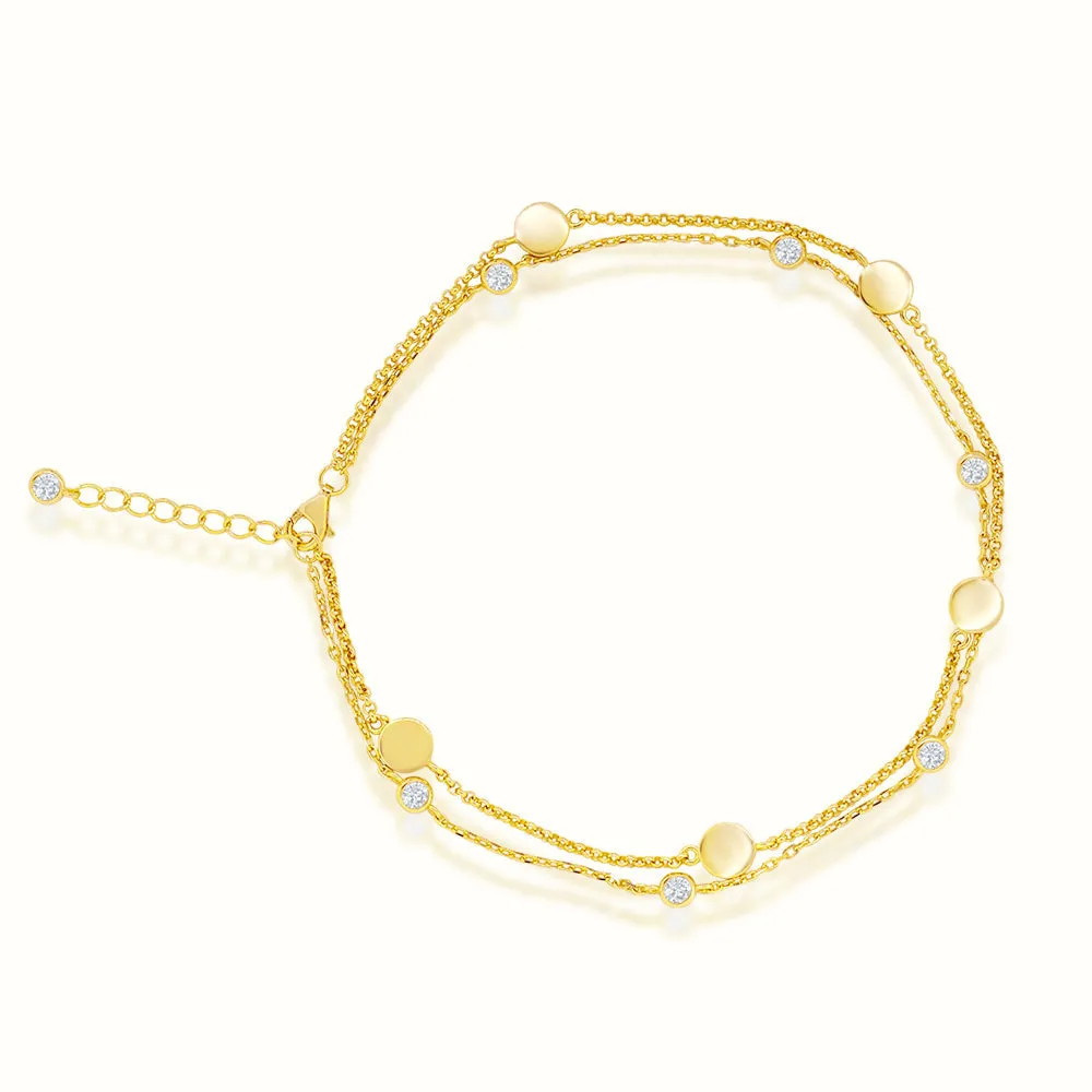 Women's Vermeil Diamond Bezel Double Layered Anklet