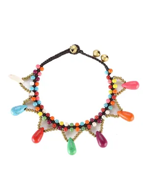 Yellow Chimes Anklet for Women Multicolor Beaded Charm Anklet For Woman & Girls