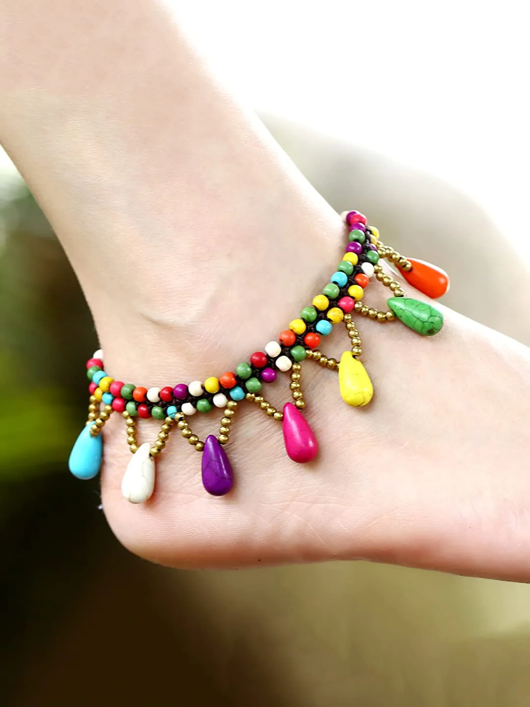 Yellow Chimes Anklet for Women Multicolor Beaded Charm Anklet For Woman & Girls