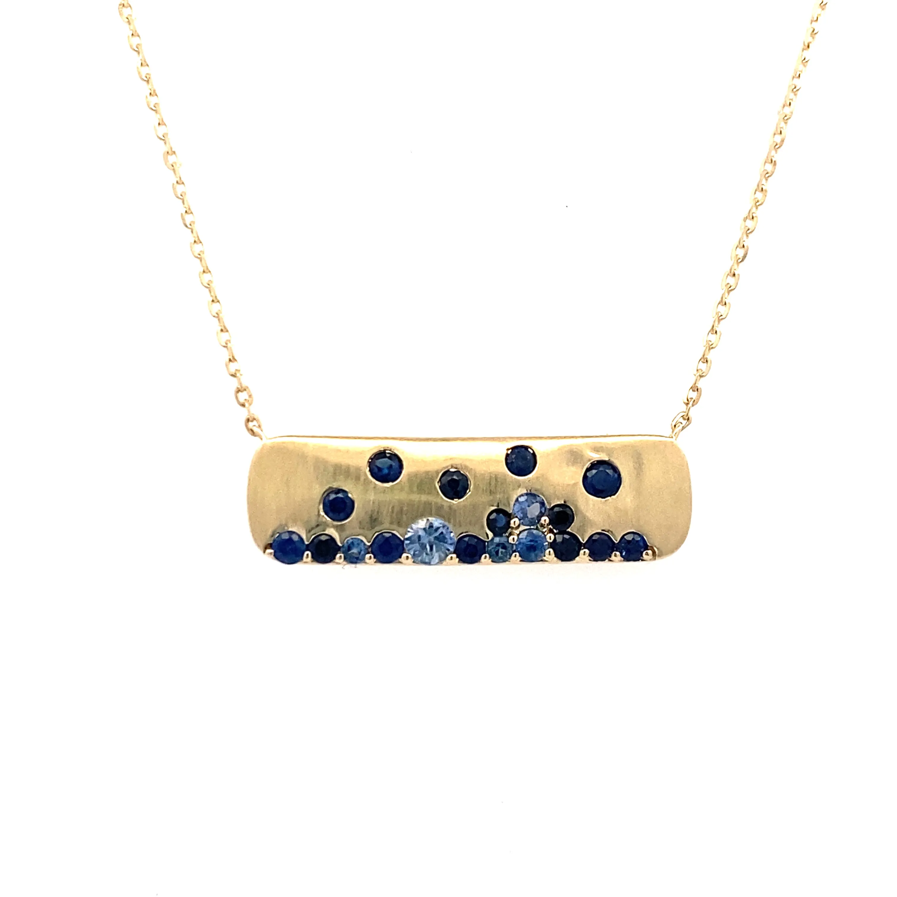 Yellow Gold Sapphire Bar Necklace