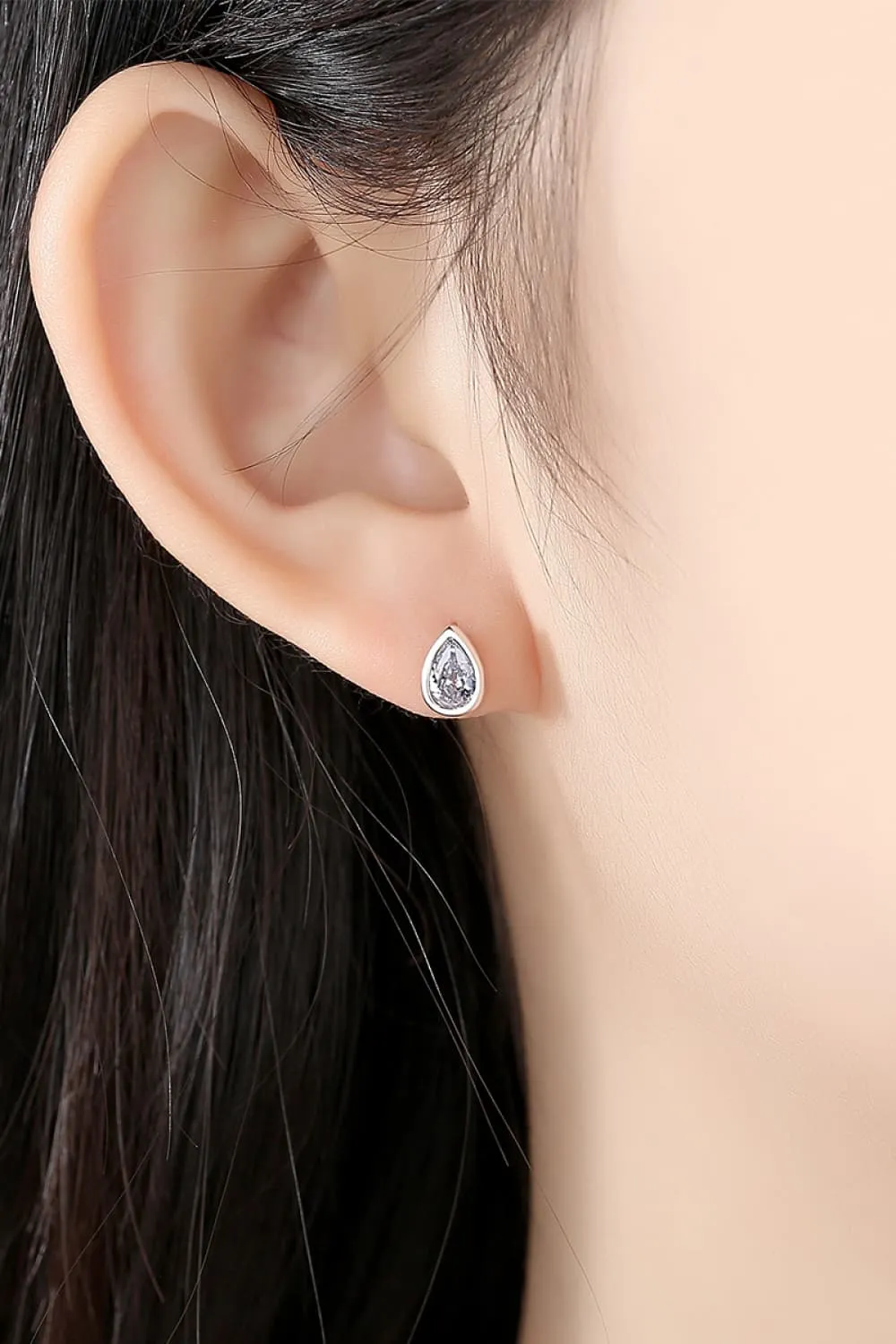 Zircon Teardrop 925 Sterling Silver Stud Earrings