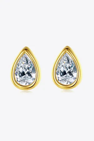 Zircon Teardrop 925 Sterling Silver Stud Earrings